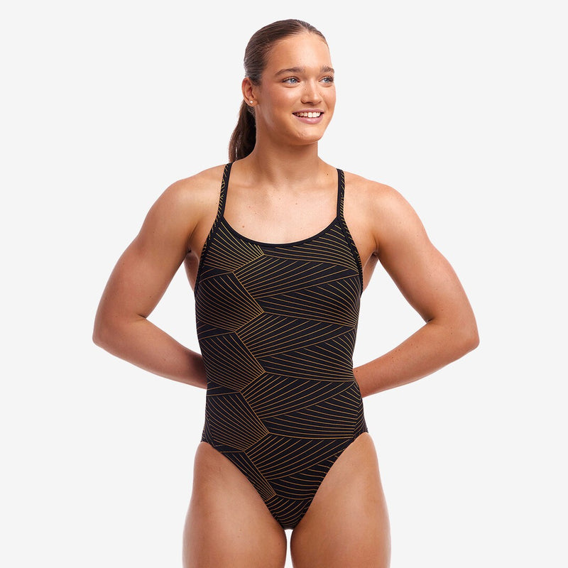 Laad foto in de galerij viewer, Ladies Diamond Back One Piece - Gold Weaver
