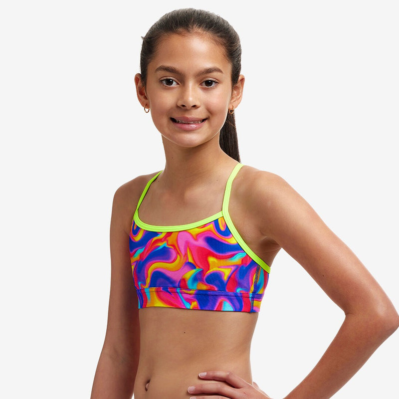 Load image into Gallery viewer, Girls Swim Crop Top - Summer Swirl
